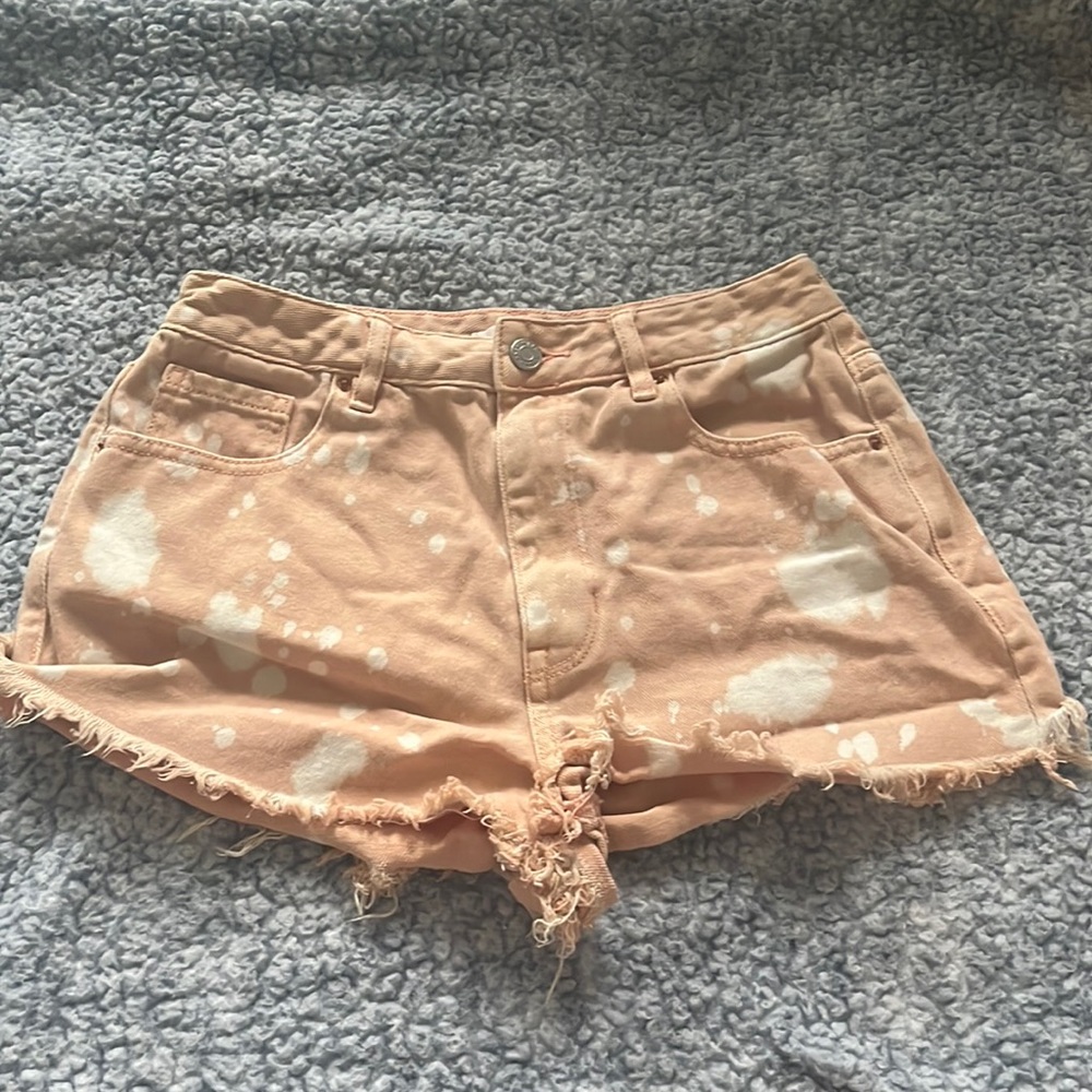 orange acid wash jean shorts (pacsun)